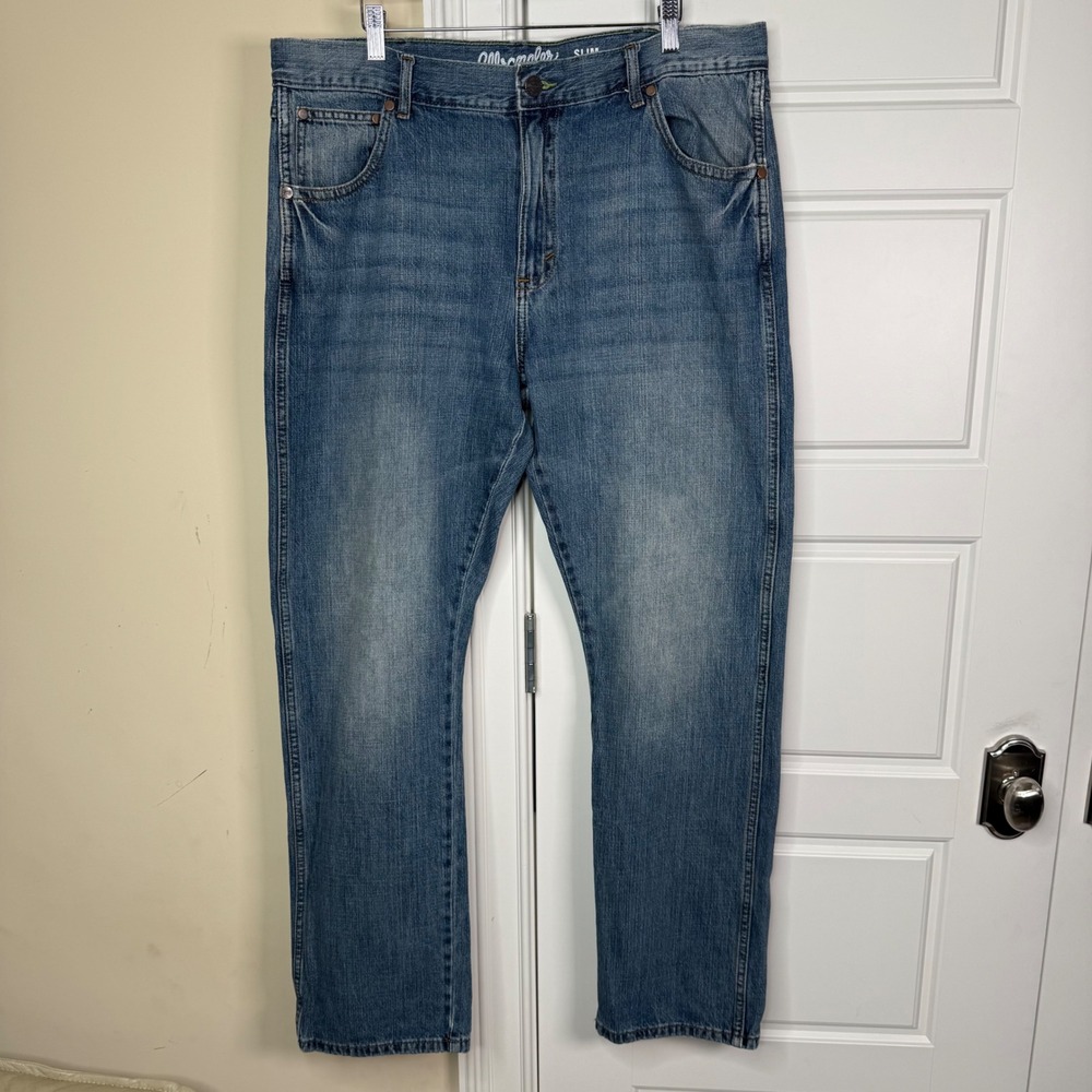 Wrangler Retro Slim Straight Jeans Mens 38/32 (Fits 38.5/32) Blue Denim Western